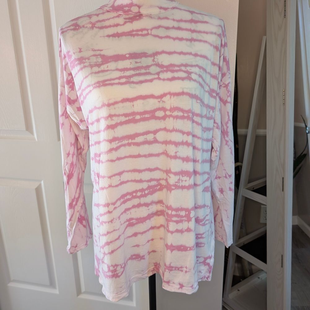 We The Free Pink and White Relaxed Blouse